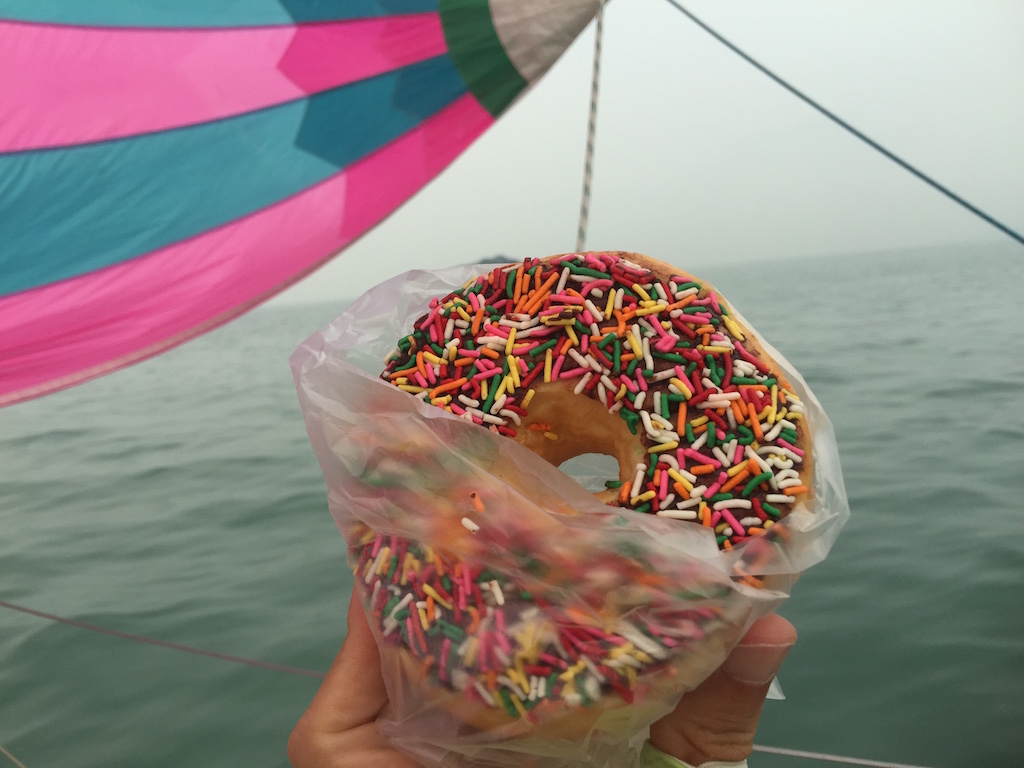 Have a donut while flying the spinnaker!