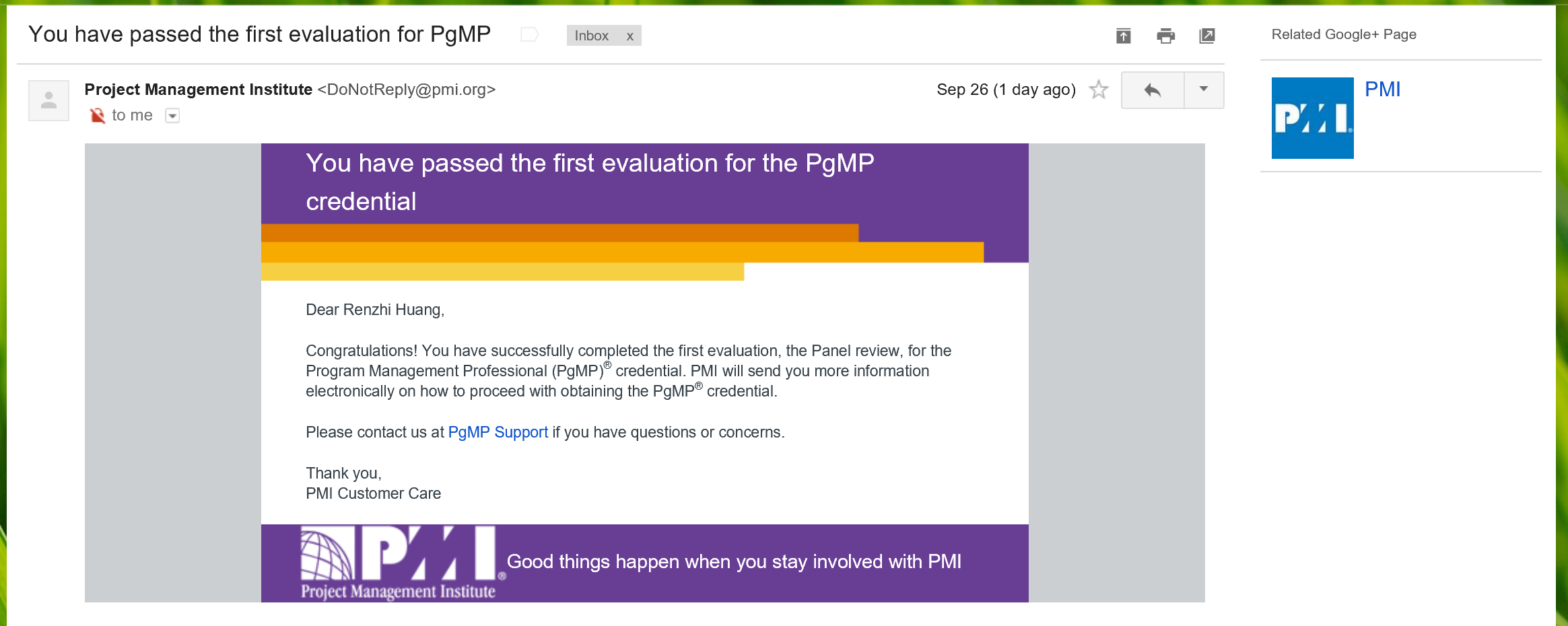 Yes! I finally cleared the super difficult PgMP Panel Review and can take the PgMP Exam! =)