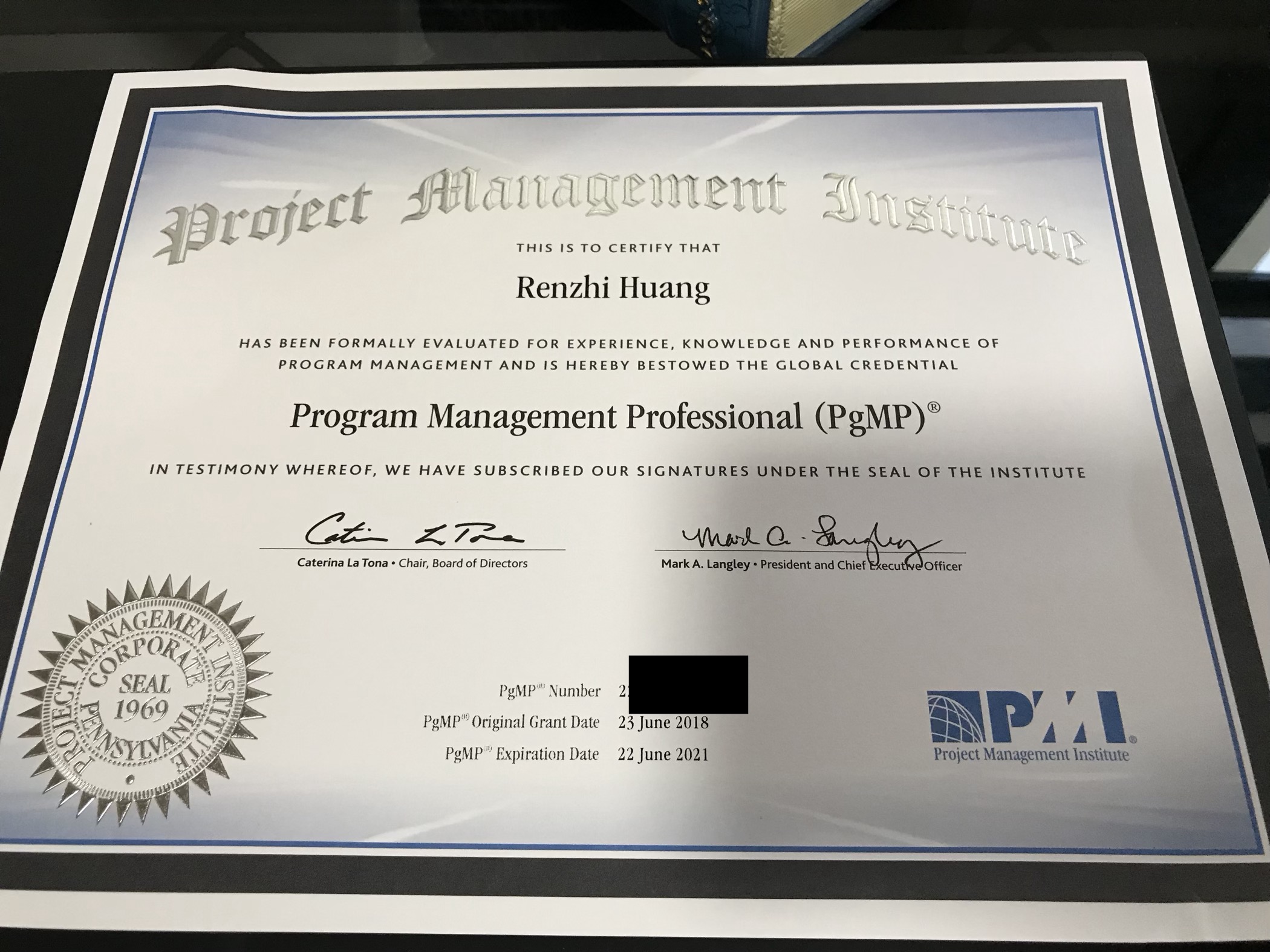 My PgMP program management professional certificate