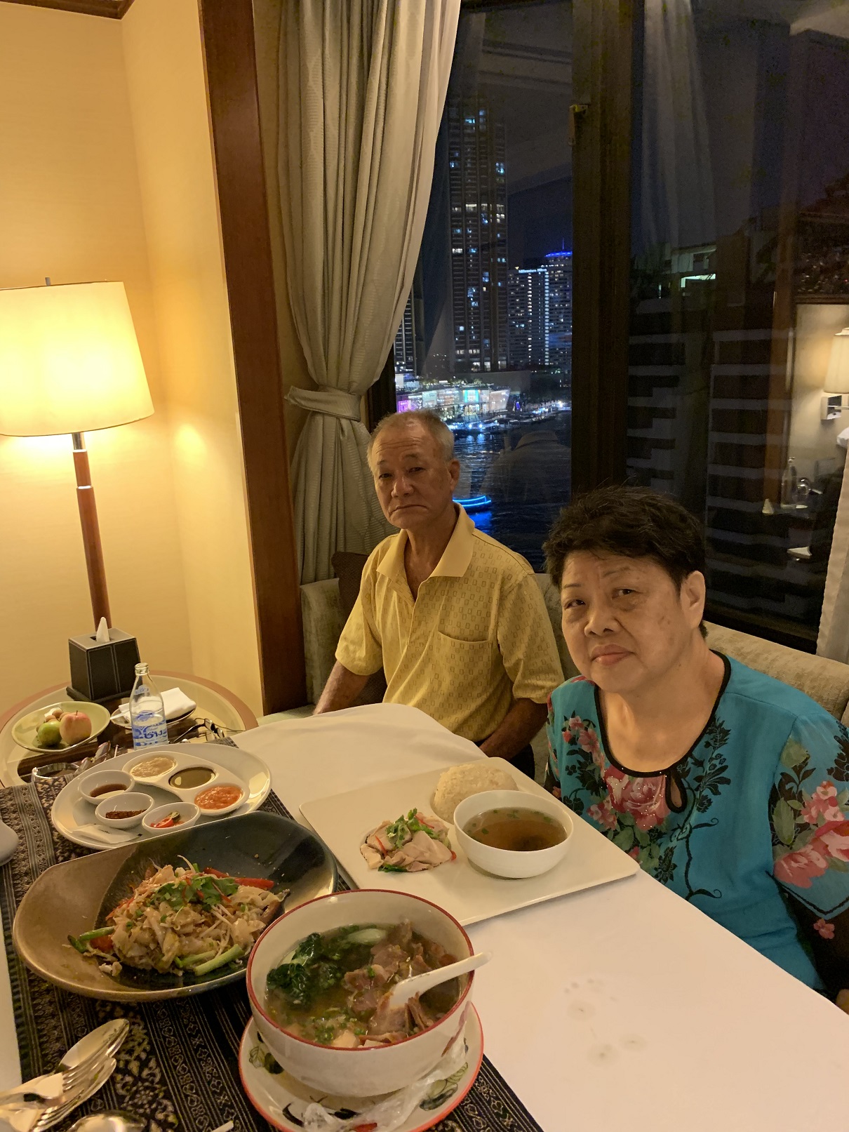 In room dinner with mum and dad!