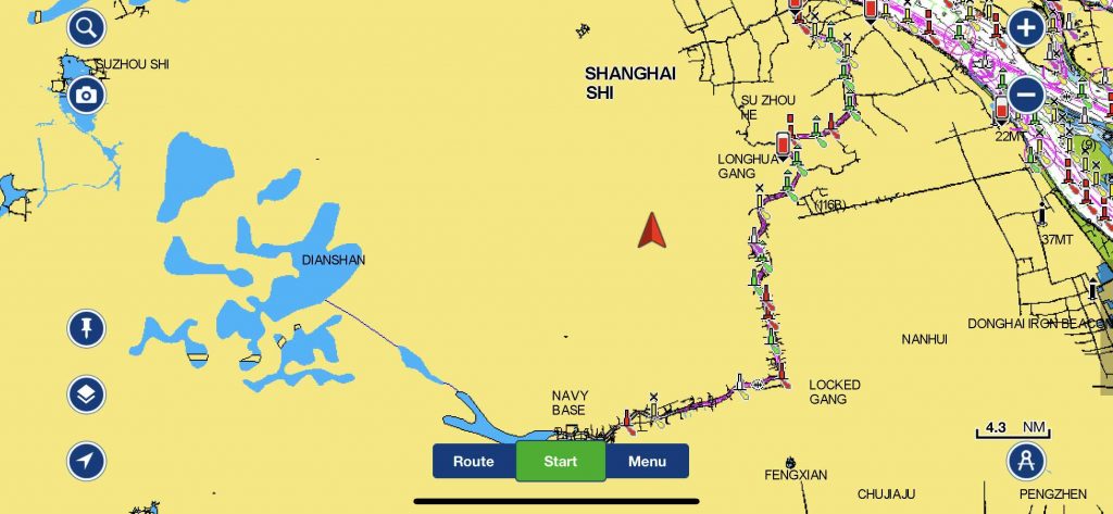 Seems like there is a link to go from Dianshan Lake out to sea but maybe blocked by Naval base...