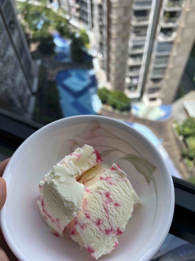 Raspberry ripple ice cream on a hot day!