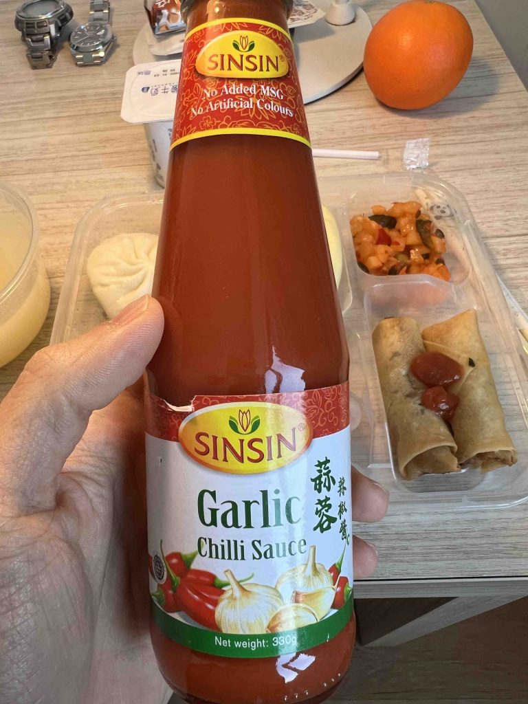 Everything taste better with garlic chilli sauce.