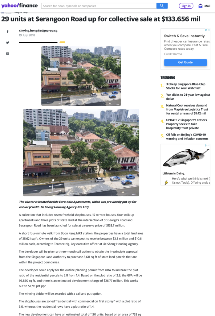 The July 2018 enbloc attempt https://sg.finance.yahoo.com/news/29-units-serangoon-road-collective-104916770.html