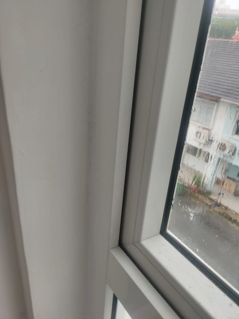 Repaired a long crack along the window...