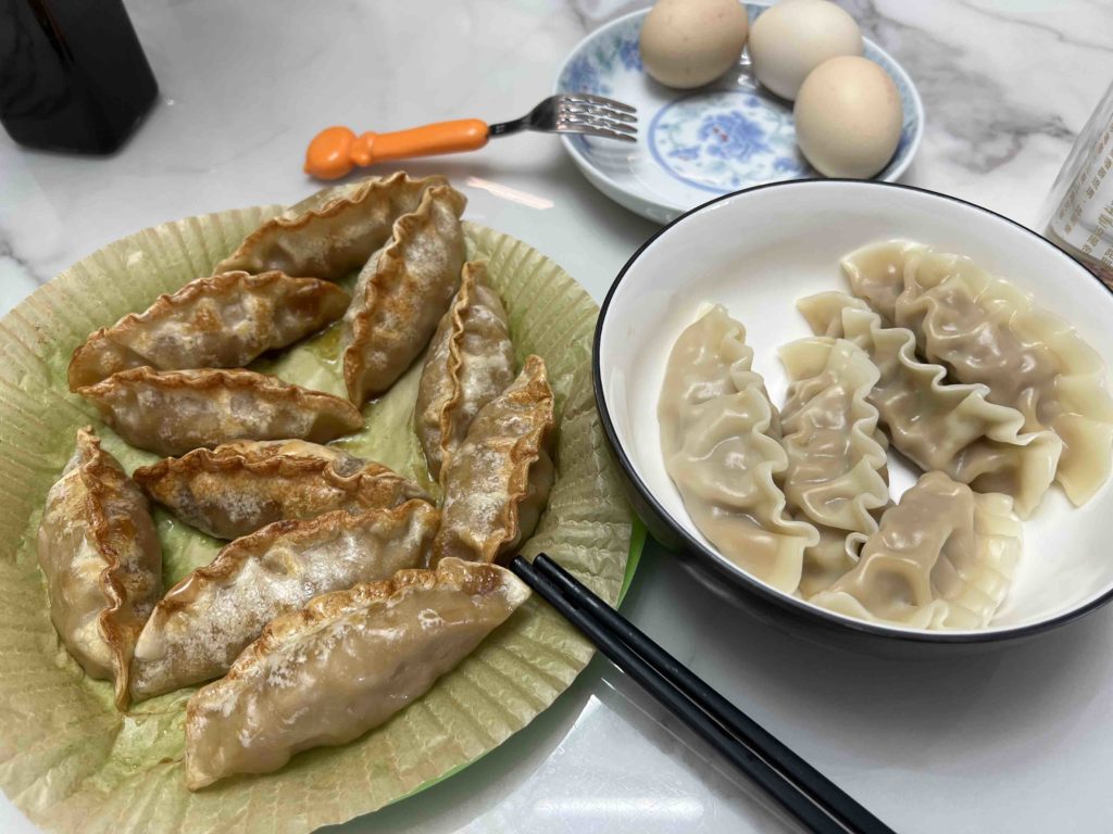 Air fried and cooked dumplings for lunch!