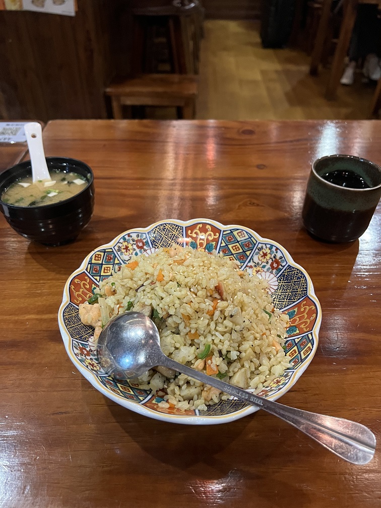 Seafood fried rice with miso soup!