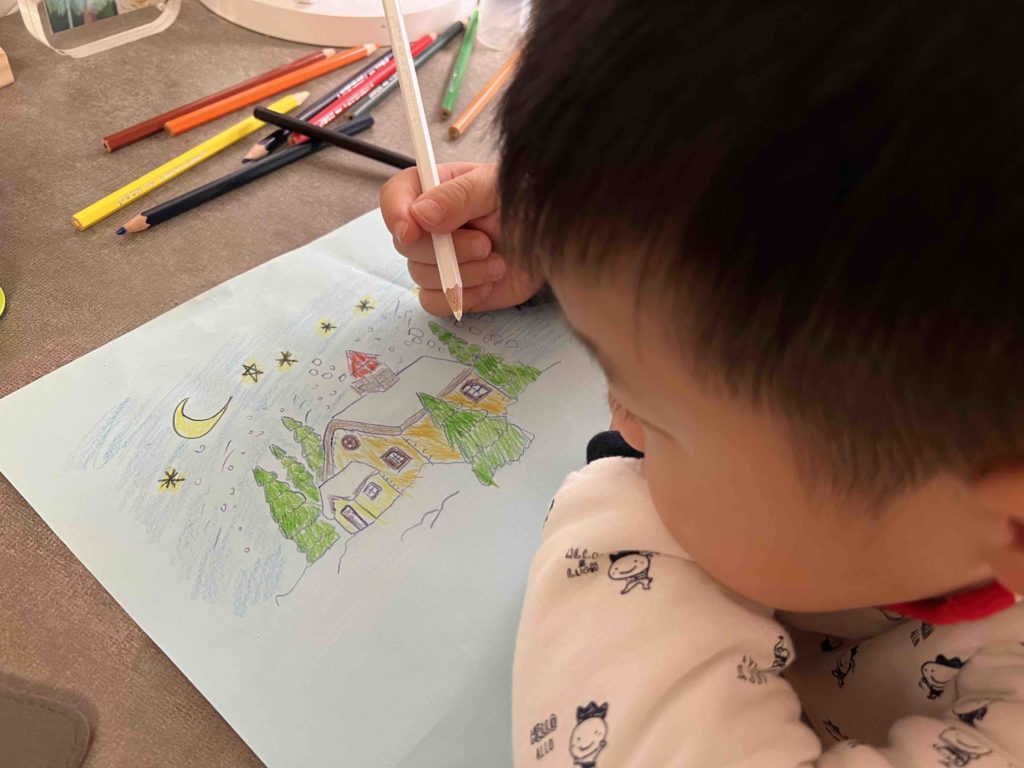 He loves to draw!