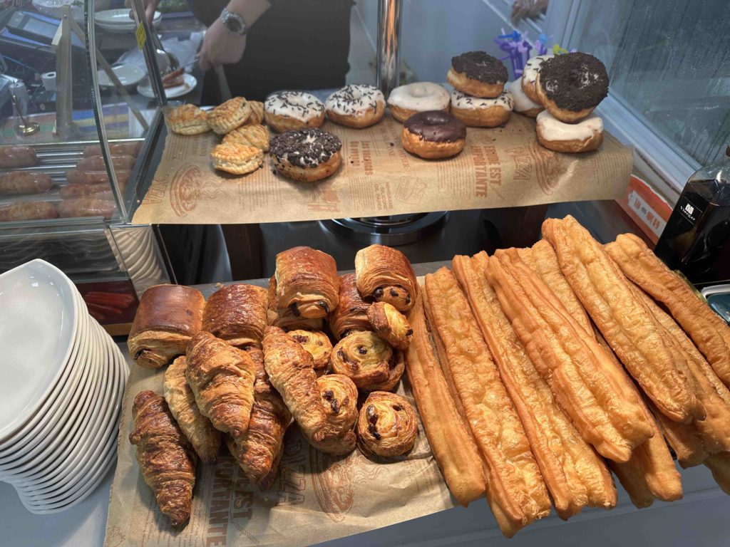 Look at the pastry today! Donuts are huge!