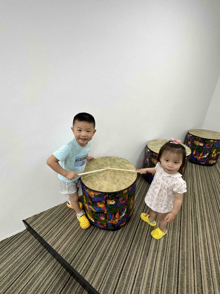 Playing the drum!