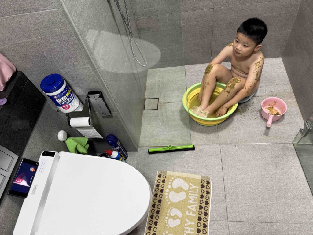 Kid likes watching NDP so even when its herb time, also watch in toilet...