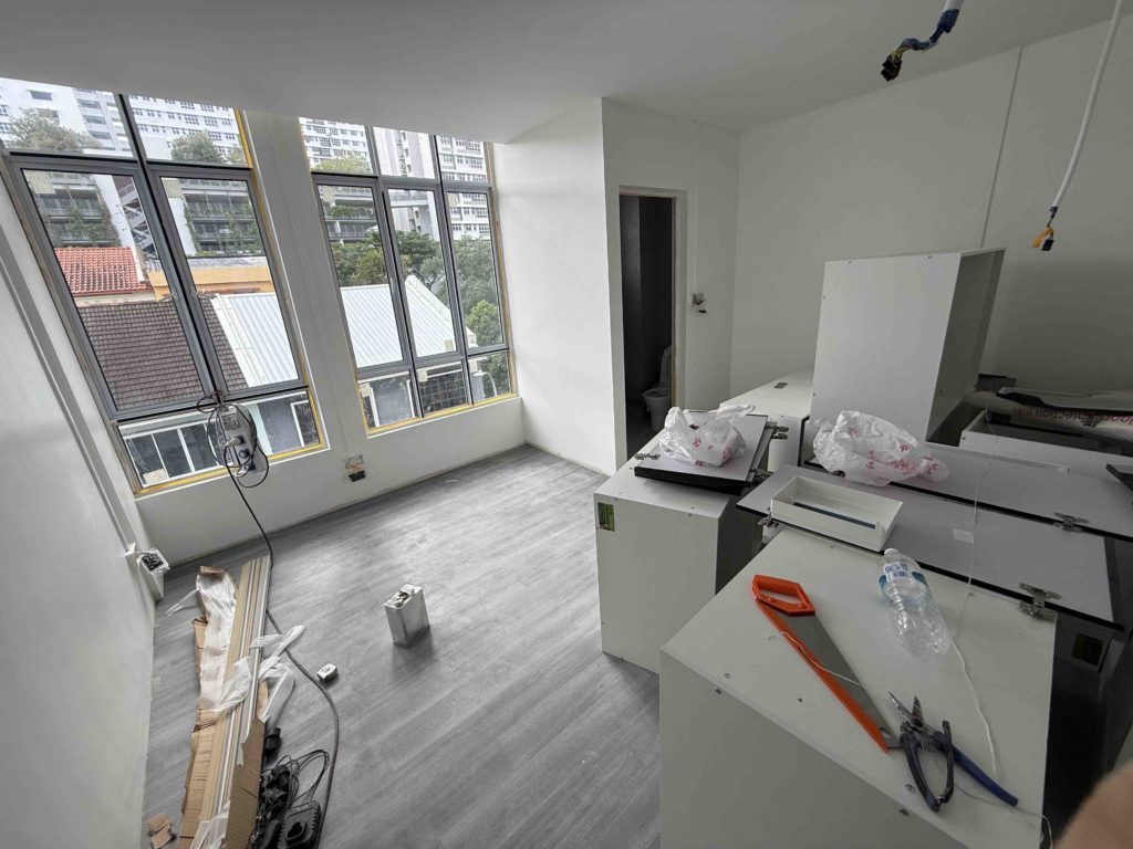 Cabinets being installed...