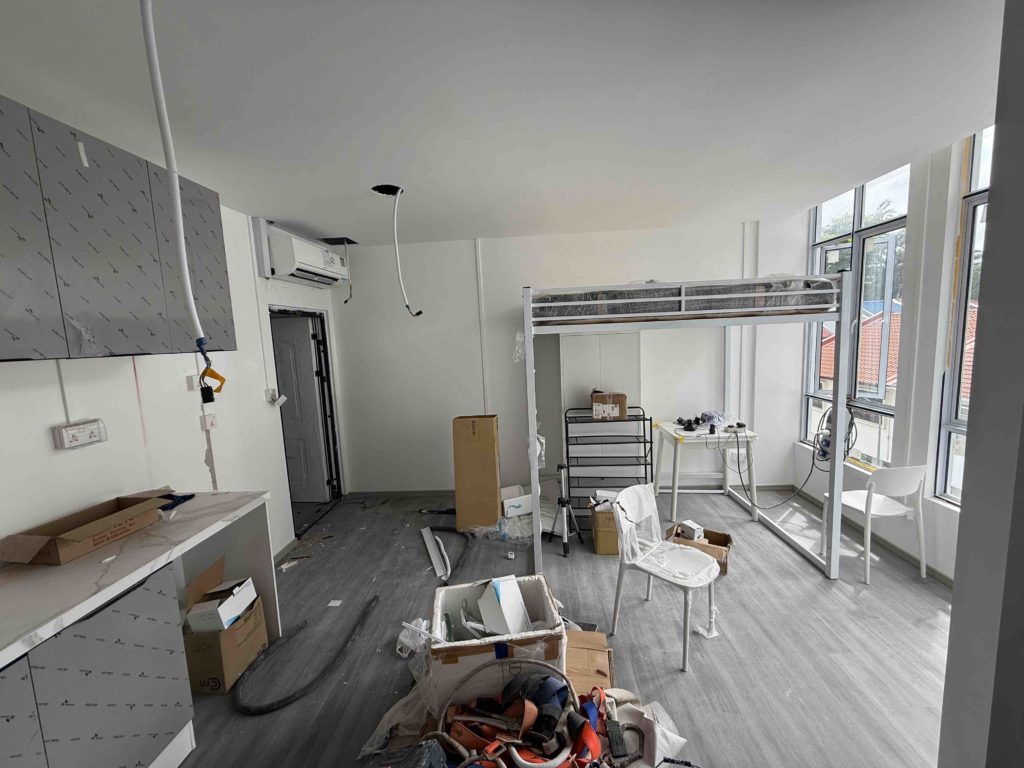 Rooms almost ready! Aircon!