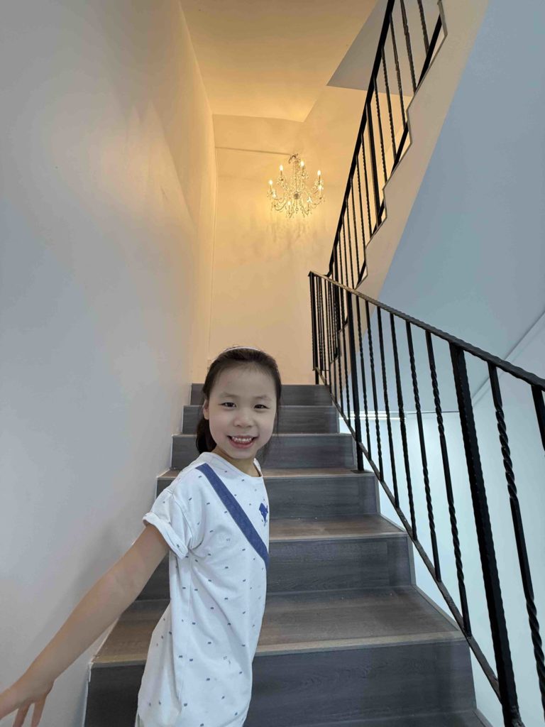 Showing me around the house...