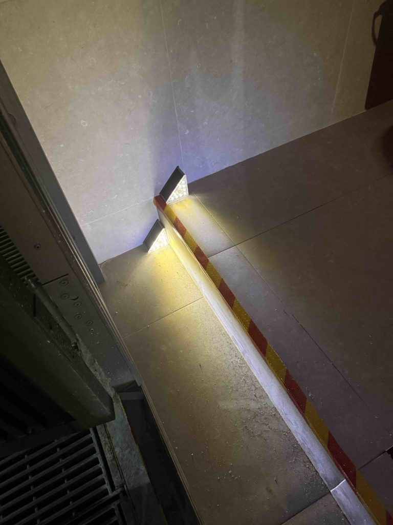 Solar lights with reflective strip to make steps more visible.