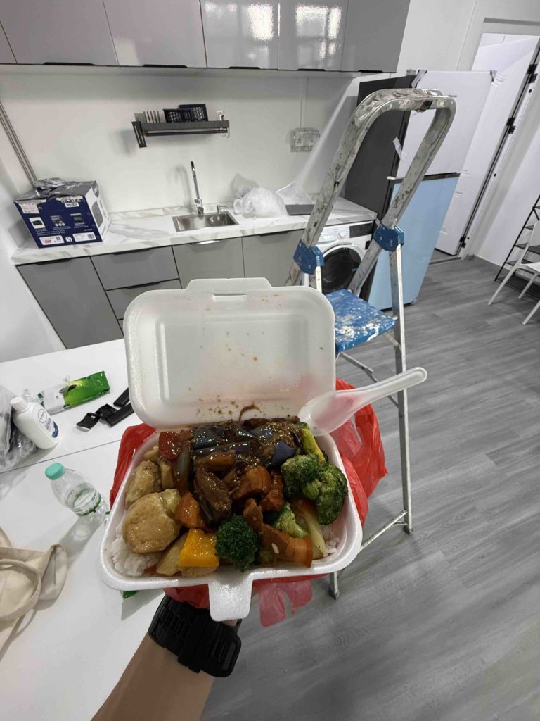 Eating while cleaning...