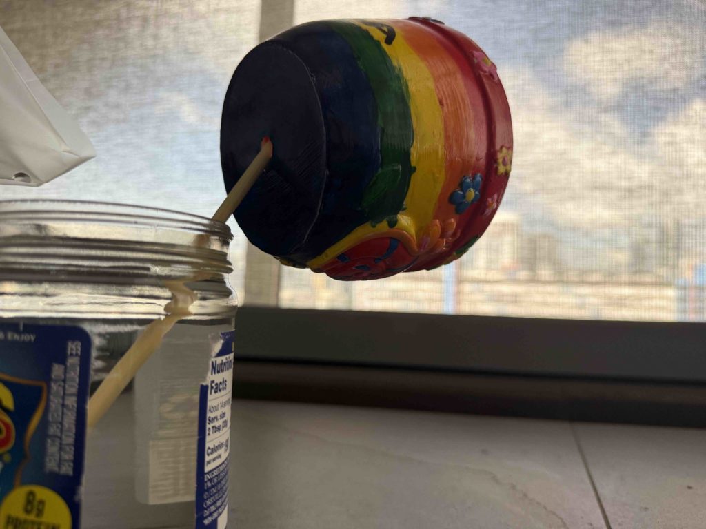Applied varnish on the flower pot!